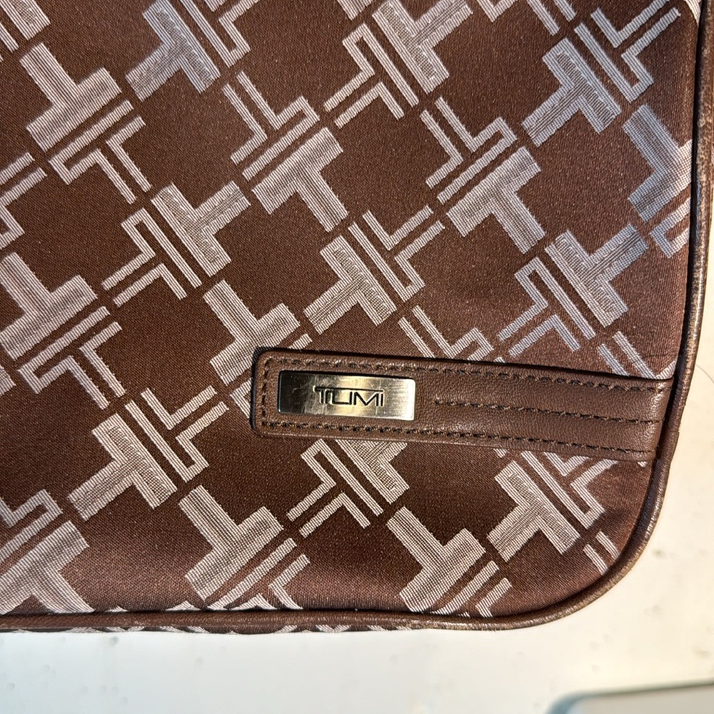 TUMI Maroon Patterned Canvas Laptop Bag - Picture 4 of 14